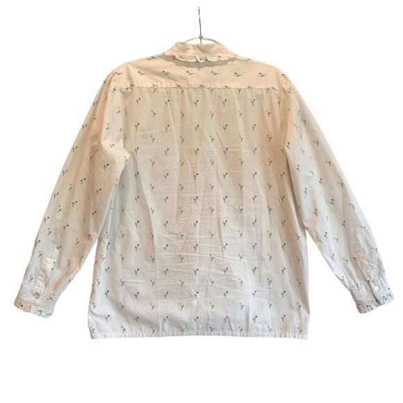 Vintage Jumpers Floral Print Cotton Blouse with Ruffle Collar romantic Sz Large - Picture 3 of 7